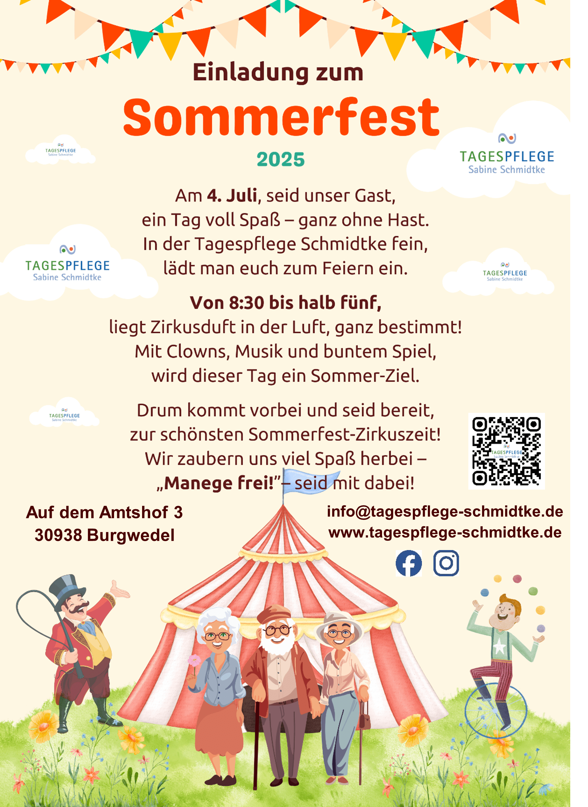 🎪✨ Vorhang auf für unser Sommerfest in der Tagespflege in Burgwedel! ✨🎪