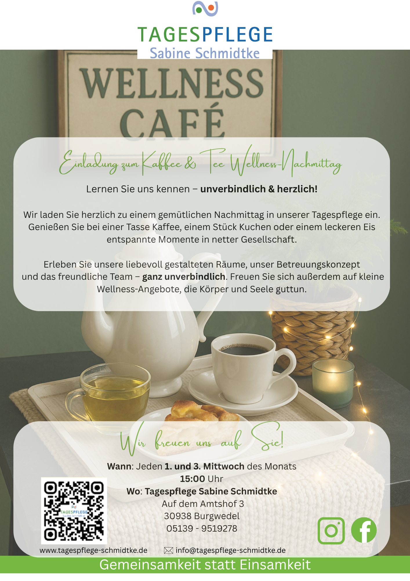 Einladung für alle zum Kaffee & Tee Wellness Nachmittag☕🍰