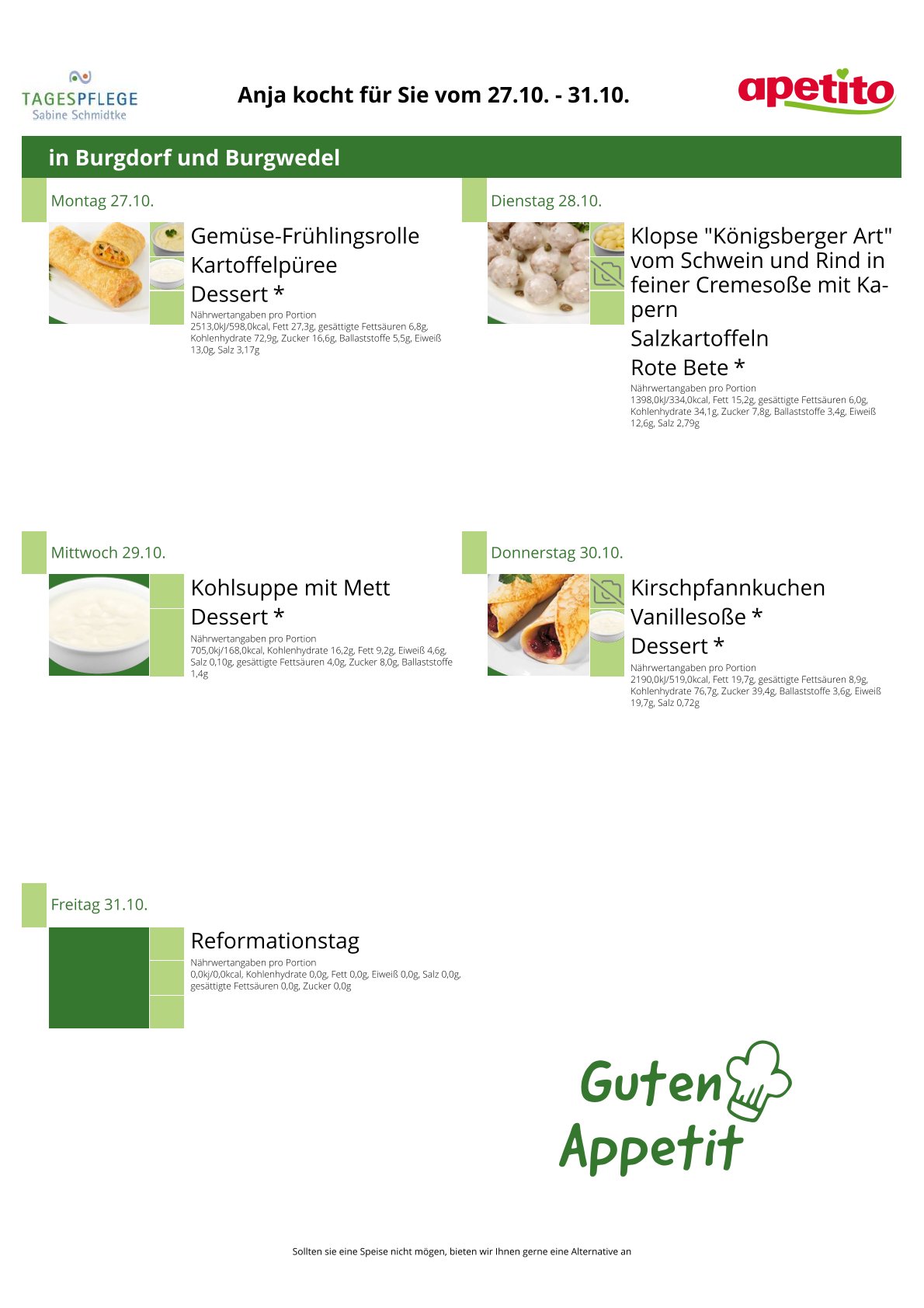 Schlemmerplan für die kommende Woche 😋!