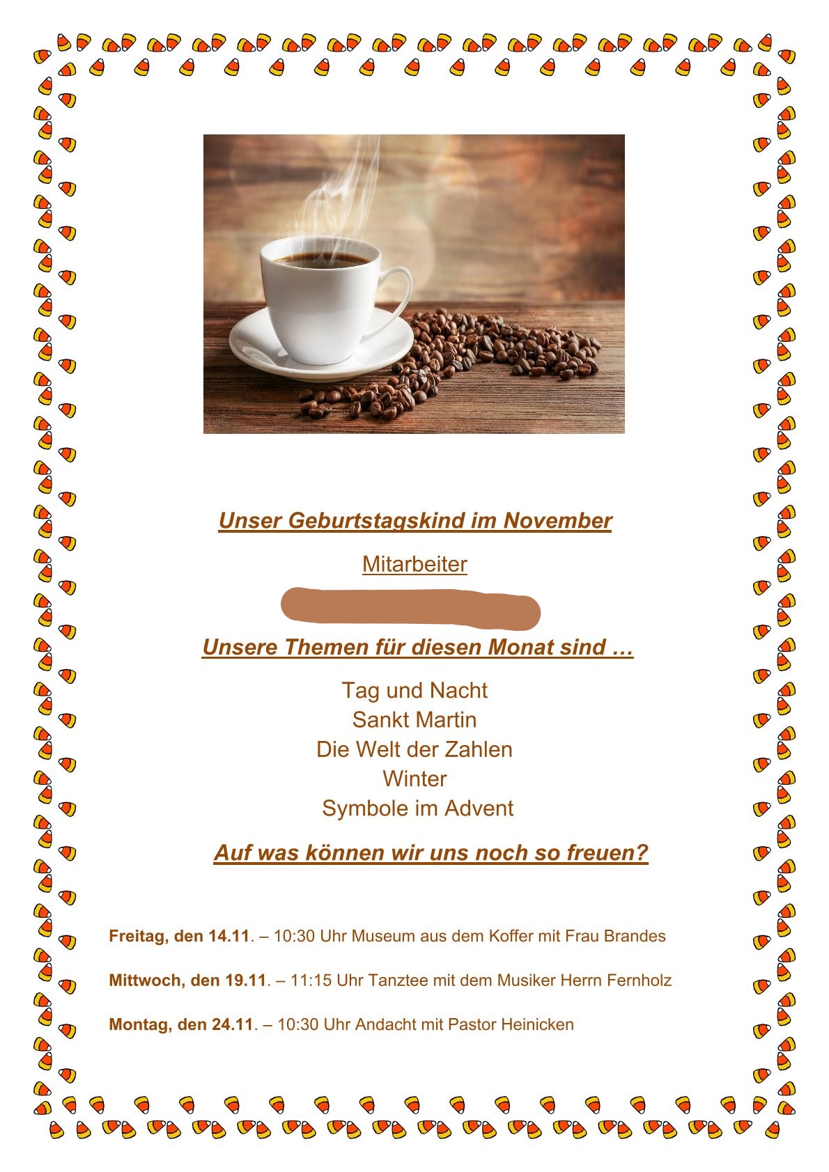 Unsere Veranstaltungspläne für den November 🍂